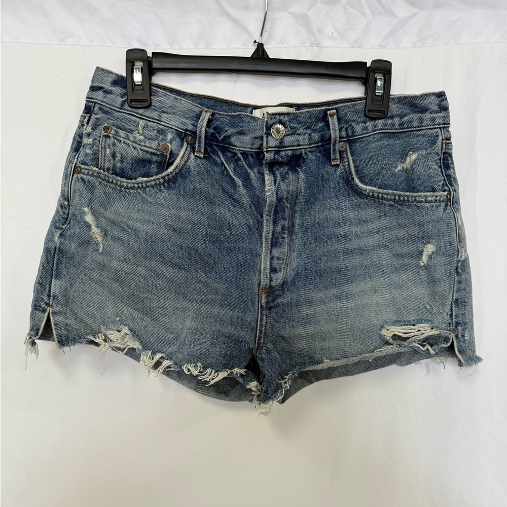 Agolde Jaden Jean Shorts Denim Cutoff Button Fly Medium Wash Size 32